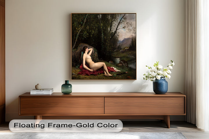 Reclining Diana – Classical Goddess in Nature Renaissance Oil Painting