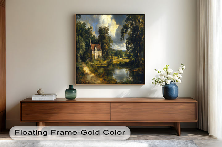 Rustic English Cottage – Charming Countryside Oil Painting
