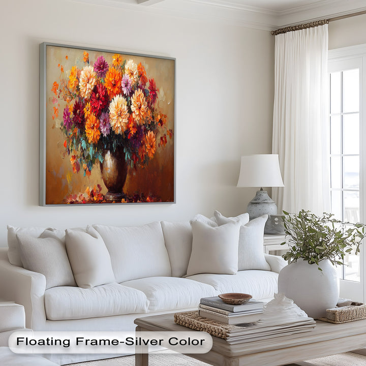Dahlia Bouquet Wall Art – Still Life Oil Paintings