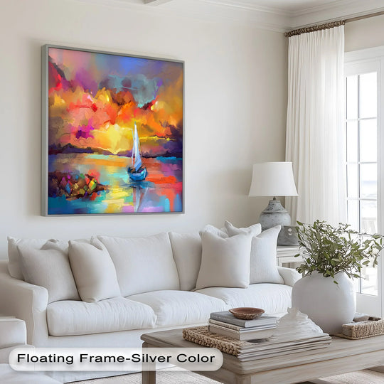 Luminous hues and the softest, dreamlike brushstrokes evoke a tranquil seascape in this vibrant Ambesonne oil painting wall art.