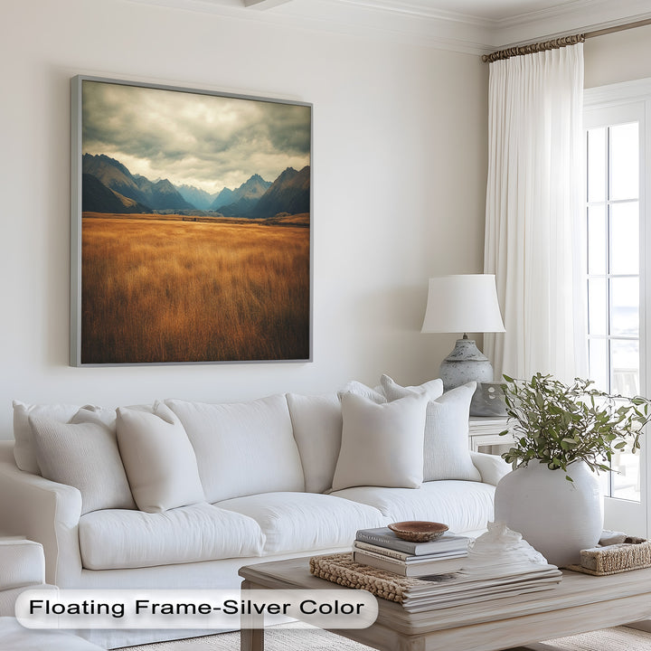Ölgemälde Golden Meadow – Majestätische Berglandschaft