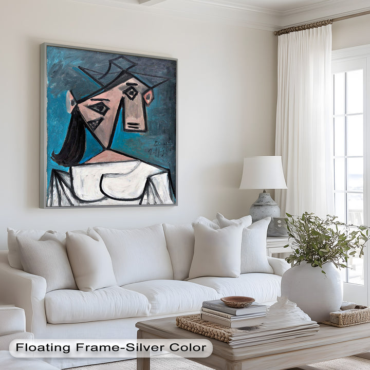 Angular Expression – Cubist Woman in White Dress Picasso Oil Painting