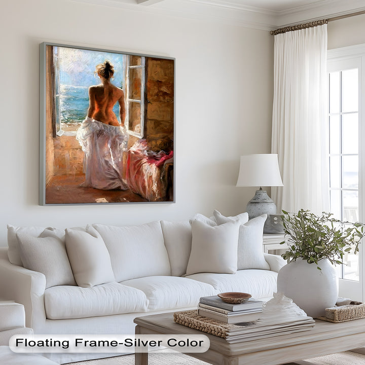Whispers of the Sea – Romantic Woman by the Ocean Nude Oil Painting