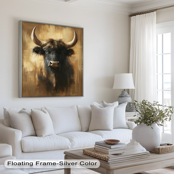 Bull in Amber Tones - Animal Oil Painting