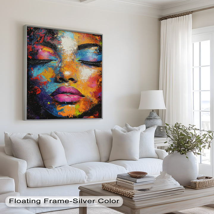 Chromatic Reverie – Bold Female Portrait in Abstract Oil Painting