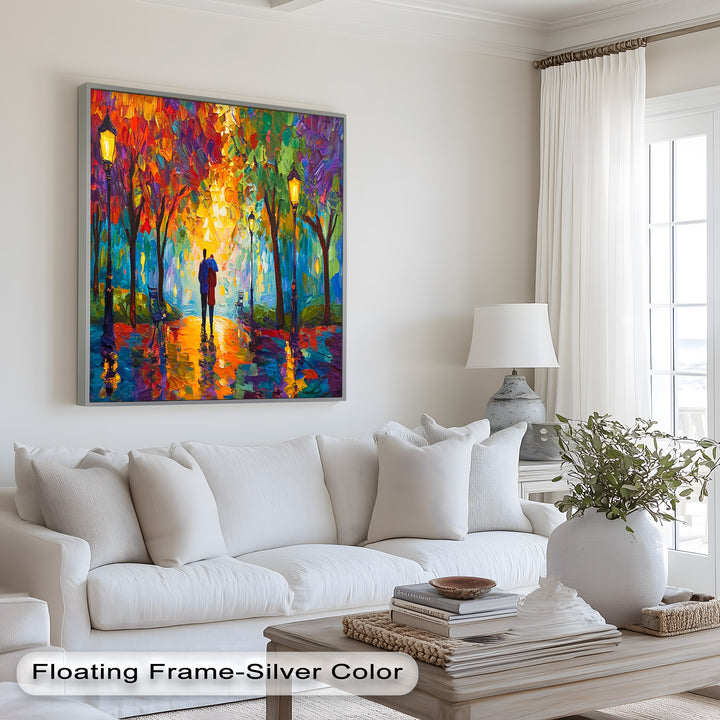 Autumn Radiance – Lovers Under the Colorful Canopy Love Oil Painting