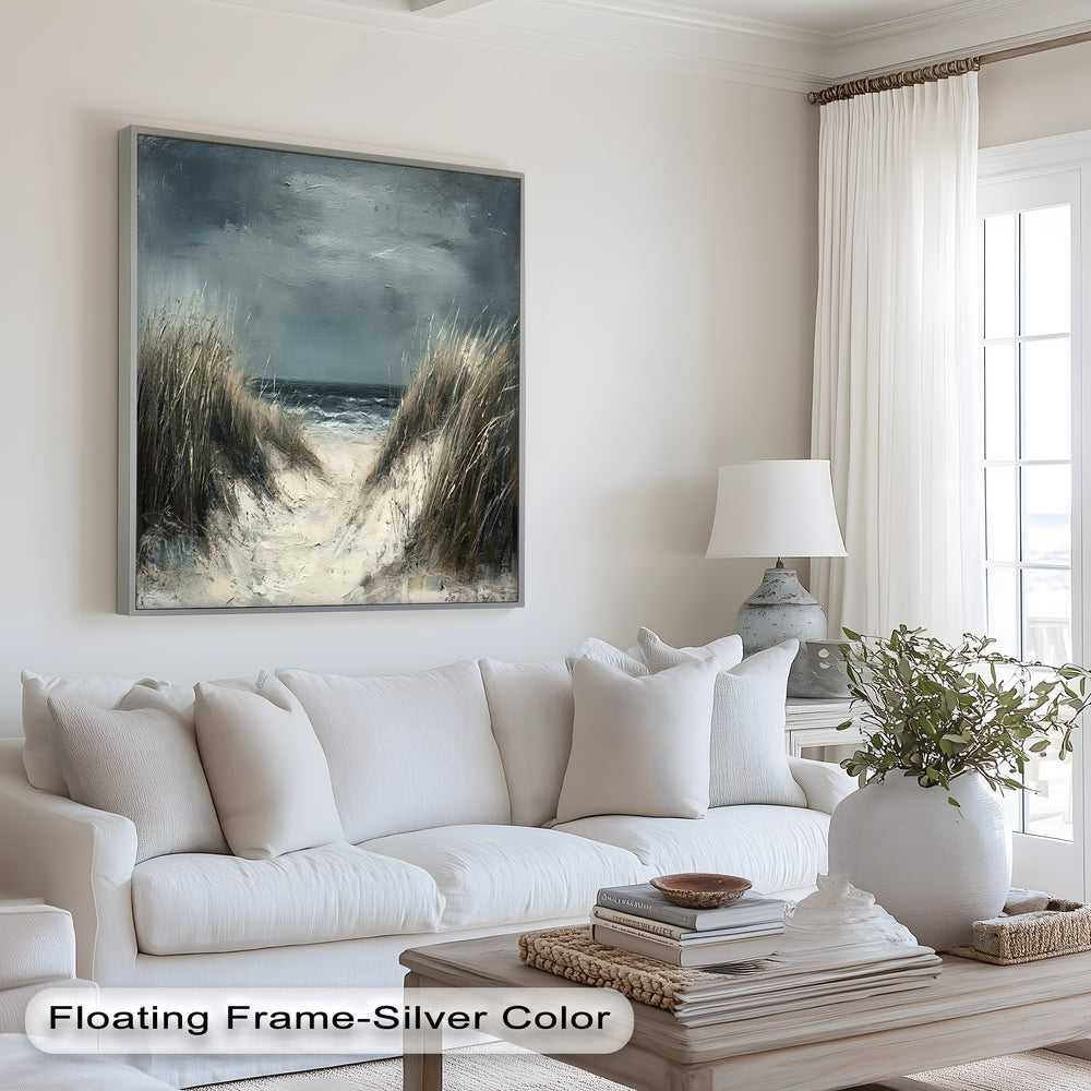 With textured brushstrokes and a muted color palette, the artwork evokes solitude, strength, and the raw beauty of coastal nature.

