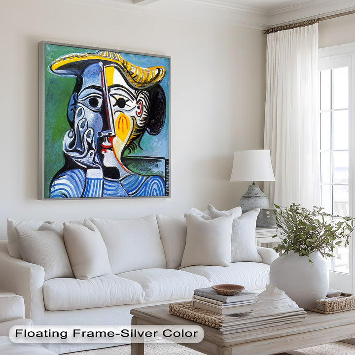 Striped Elegance – Picasso Cubist Portrait Oil Painting