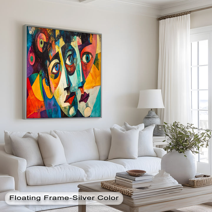 Entwined Visions Oil Painting – Fauvist Dual-Face Expressionism