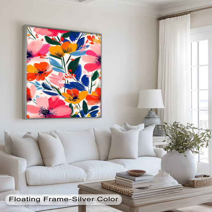 Joyful Bloom Burst – Lebendiges abstraktes Blumenölgemälde