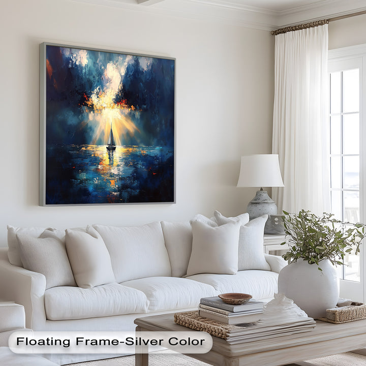 Radiant Horizon – Sailboat at Sunset Oil Painting