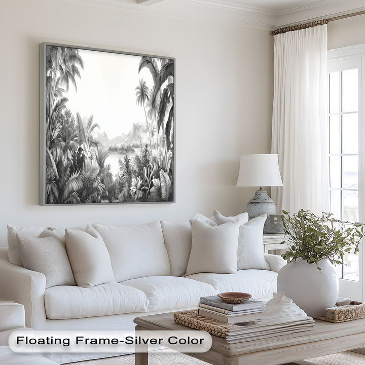 This black and white wall art evokes a serene escape into nature, filled with detail and calm.