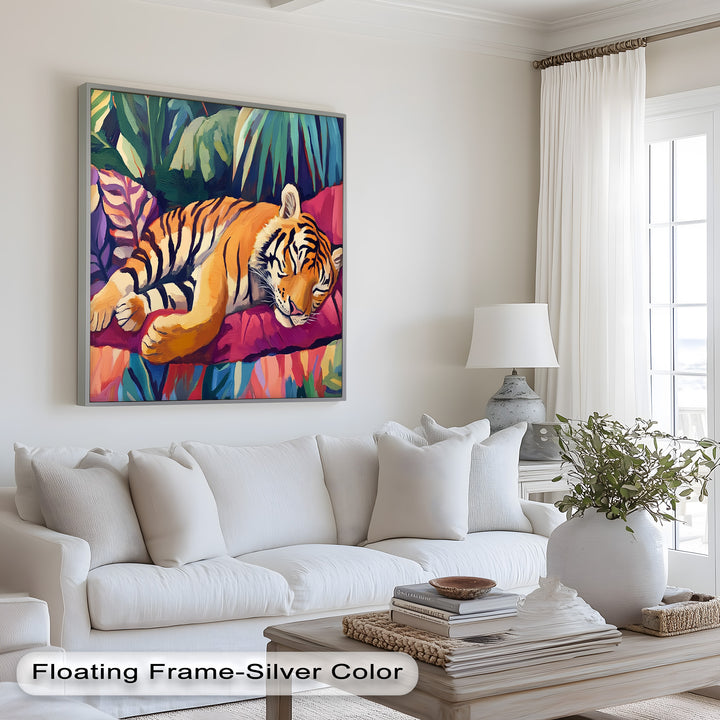 Resting Tiger Oil Painting – Fauvist Jungle Art