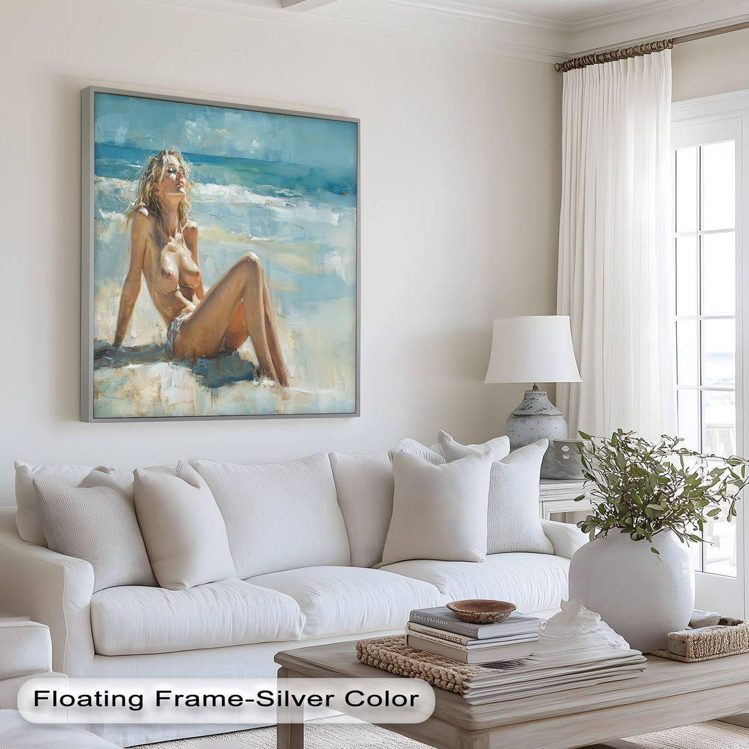 Sun-Kissed Serenity – Beachside Nude Figurative Oil Painting