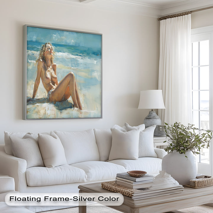 Sun-Kissed Serenity – Beachside Nude Figurative Oil Painting