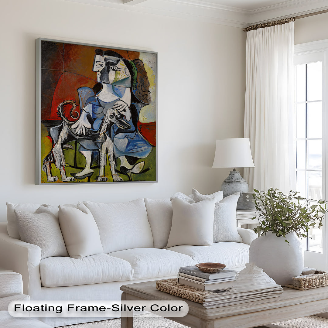 Loyal Companion – Picasso Style Woman with Dog Oil Painting