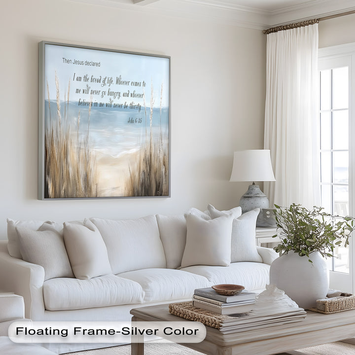 Minimalist ocean artwork with spiritual symbolism and calming tones.
