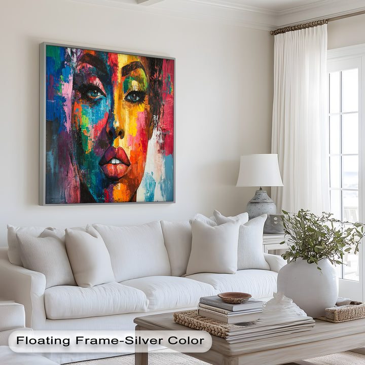 Color Reign – Vibrant Female Portrait Abstract Oil Painting