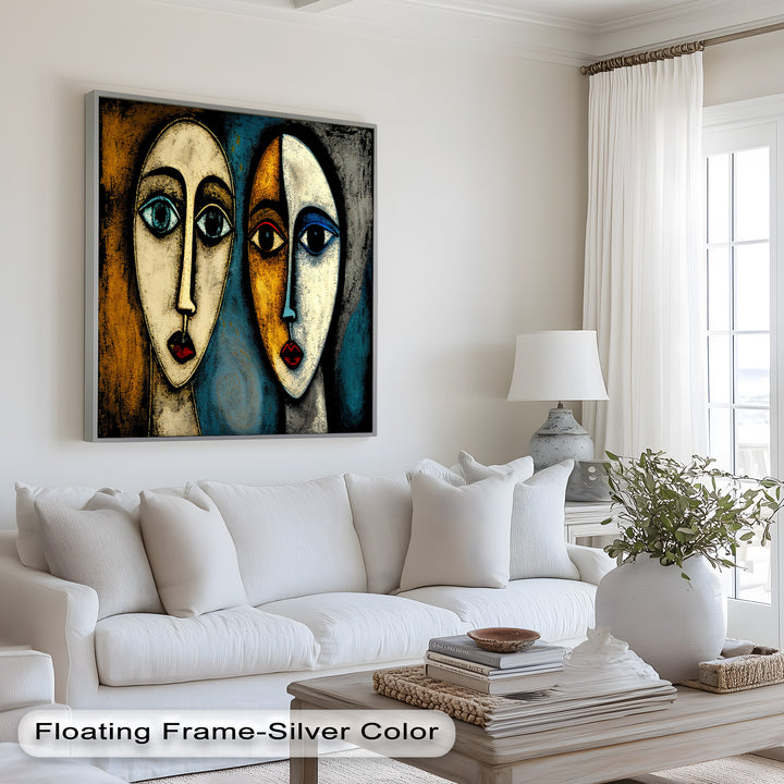 Duality of Gaze – Abstract Expressionist Portrait Picasso Oil Painting