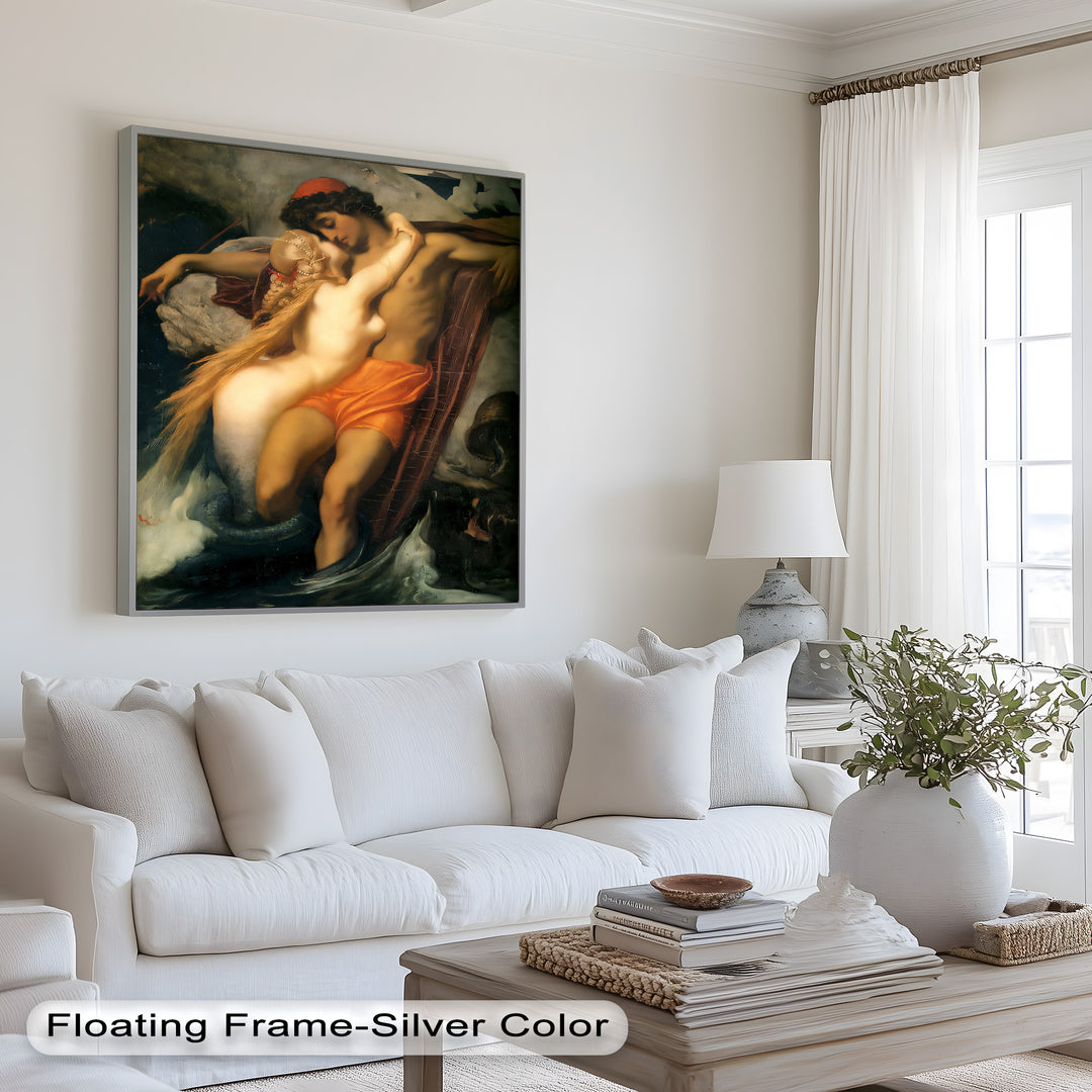 The Embrace of the Sea – Romantic Mythological Nude Oil Painting