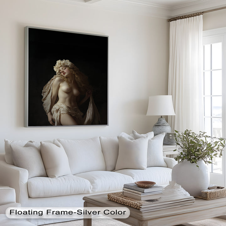 Moonlit Reverie – Classical Nude with Floral Crown Oil Painting