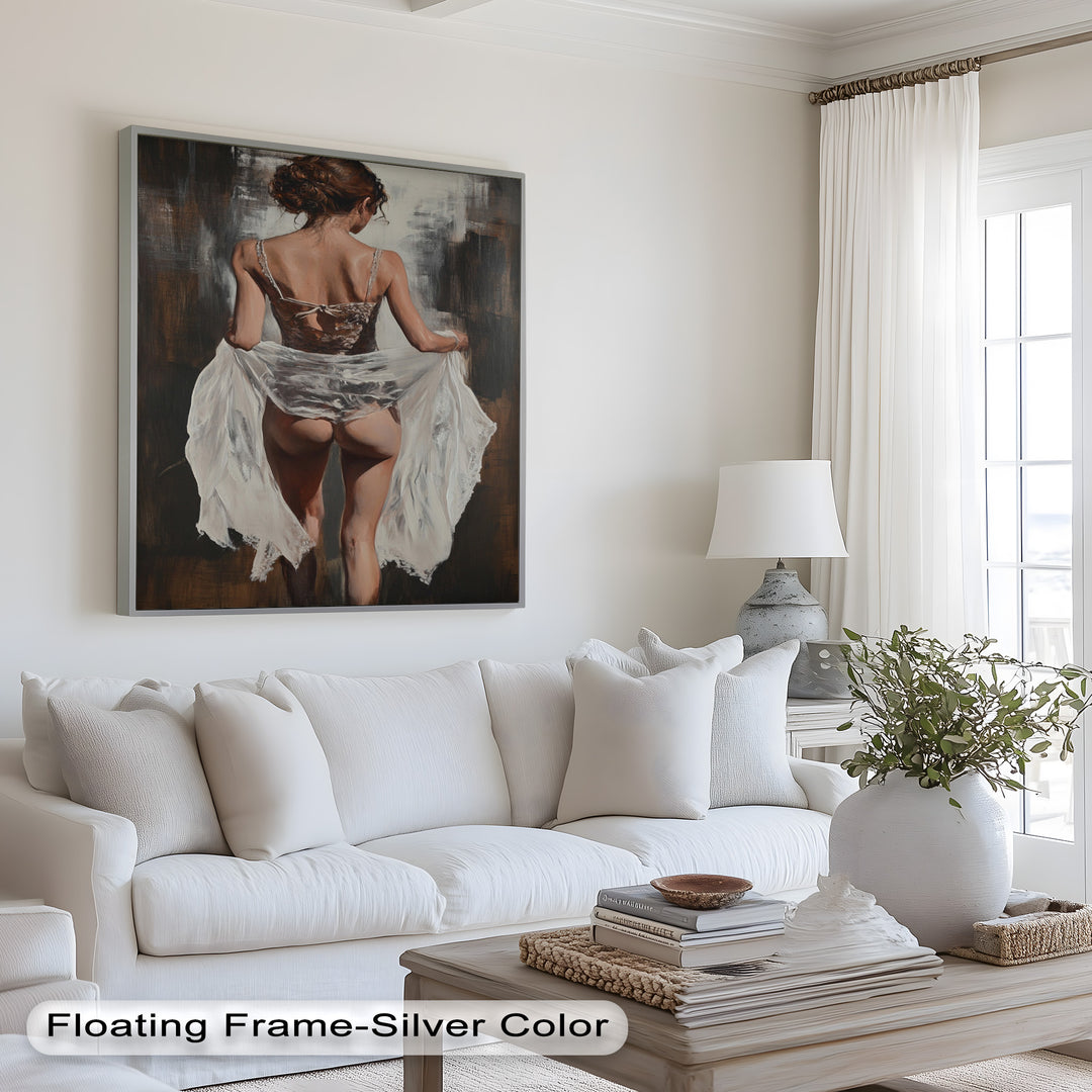 Soft Steps in Lace – Romantic Figurative Nude Oil Painting