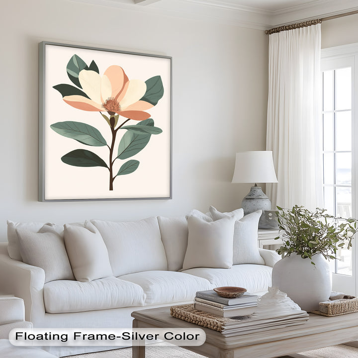 Minimal Magnolia – Elegantes botanisches Ölgemälde