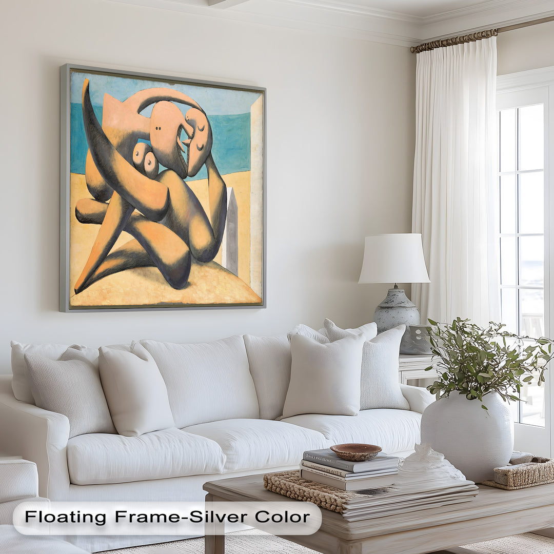 Lovers by the Sea – Abstract Embrace Picasso Oil Painting
