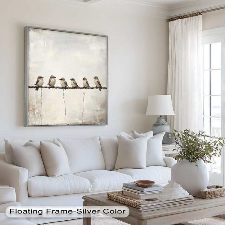 Six Birds in Stillness – Animal Oil Painting