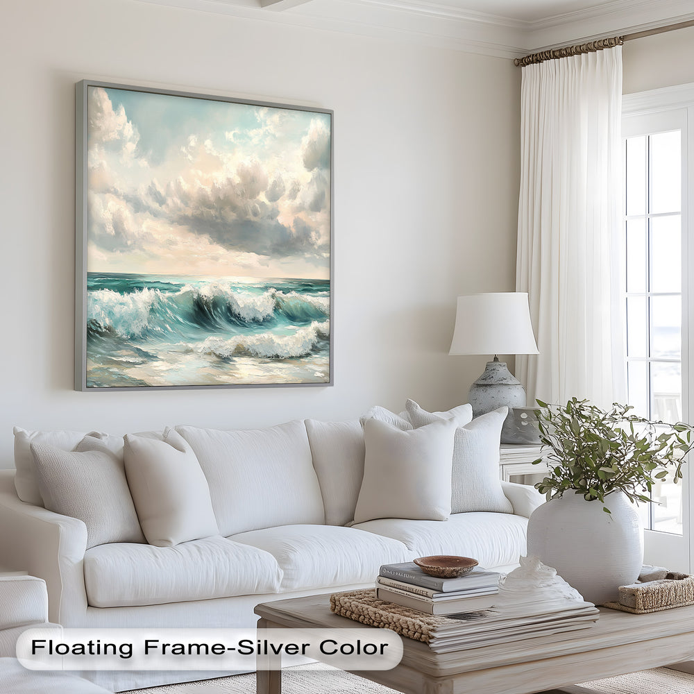 With elegant brushwork and a calming palette, the artwork evokes a peaceful seaside moment perfect for relaxation and reflection.

