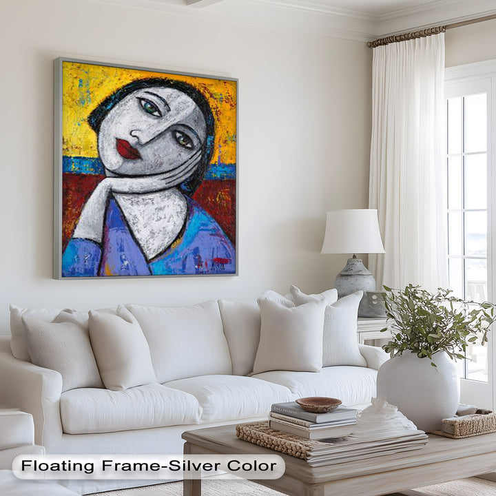 Quiet Reflection – Textured Modern Portrait Picasso Oil Painting