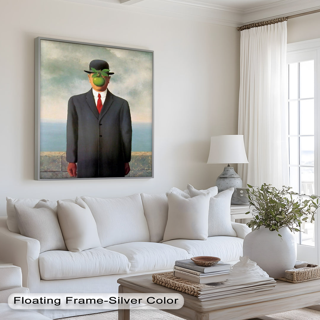 The Hidden Face – Surrealist Gentleman with Green Apple Oil Painting