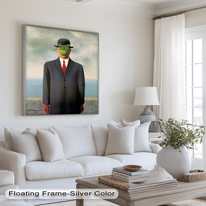 The Hidden Face – Surrealist Gentleman with Green Apple Oil Painting