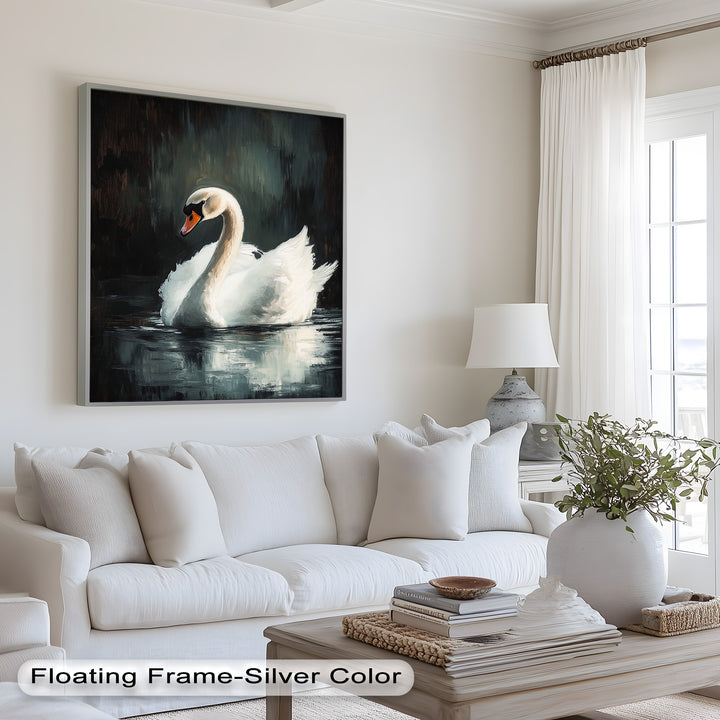 Solitary Grace – White Swan Oil Painting