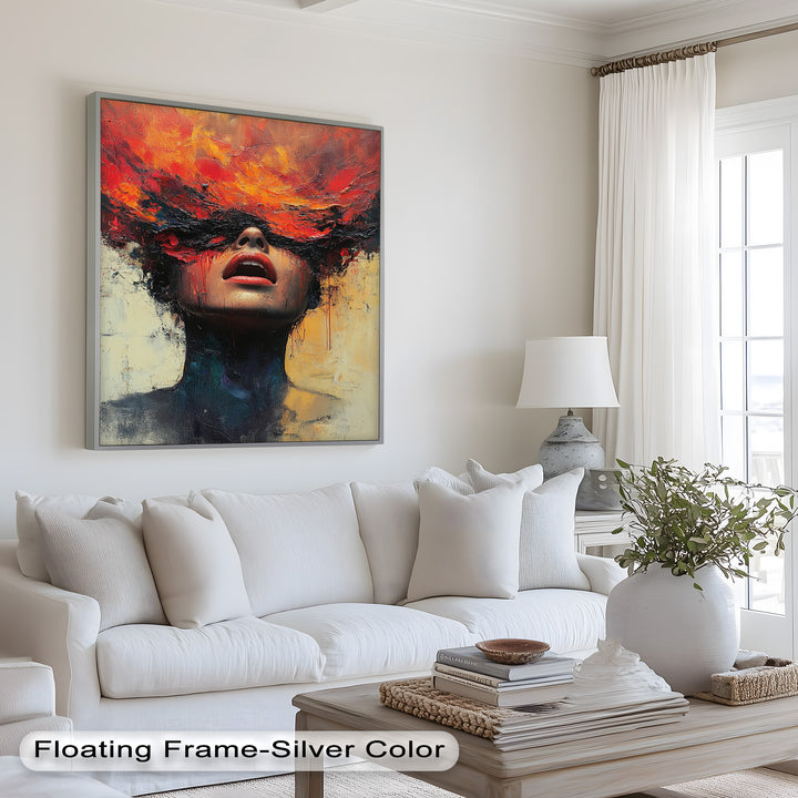 Inferno Within – Fiery Emotional Expression Abstract Oil Painting