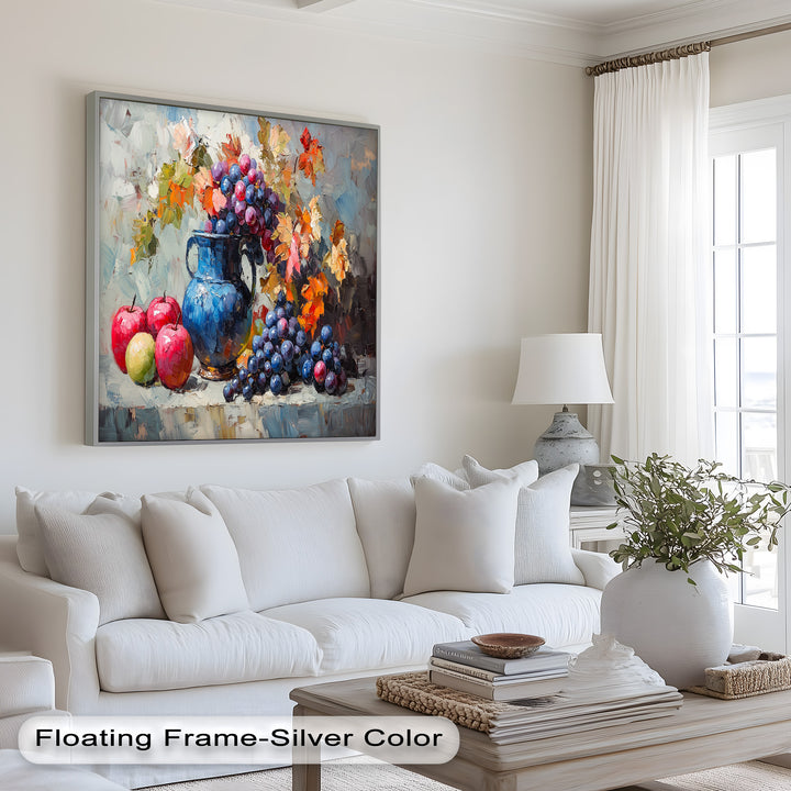 Fall Apple & Floral Still Life – Rustic Autumn Decor Oil Painting