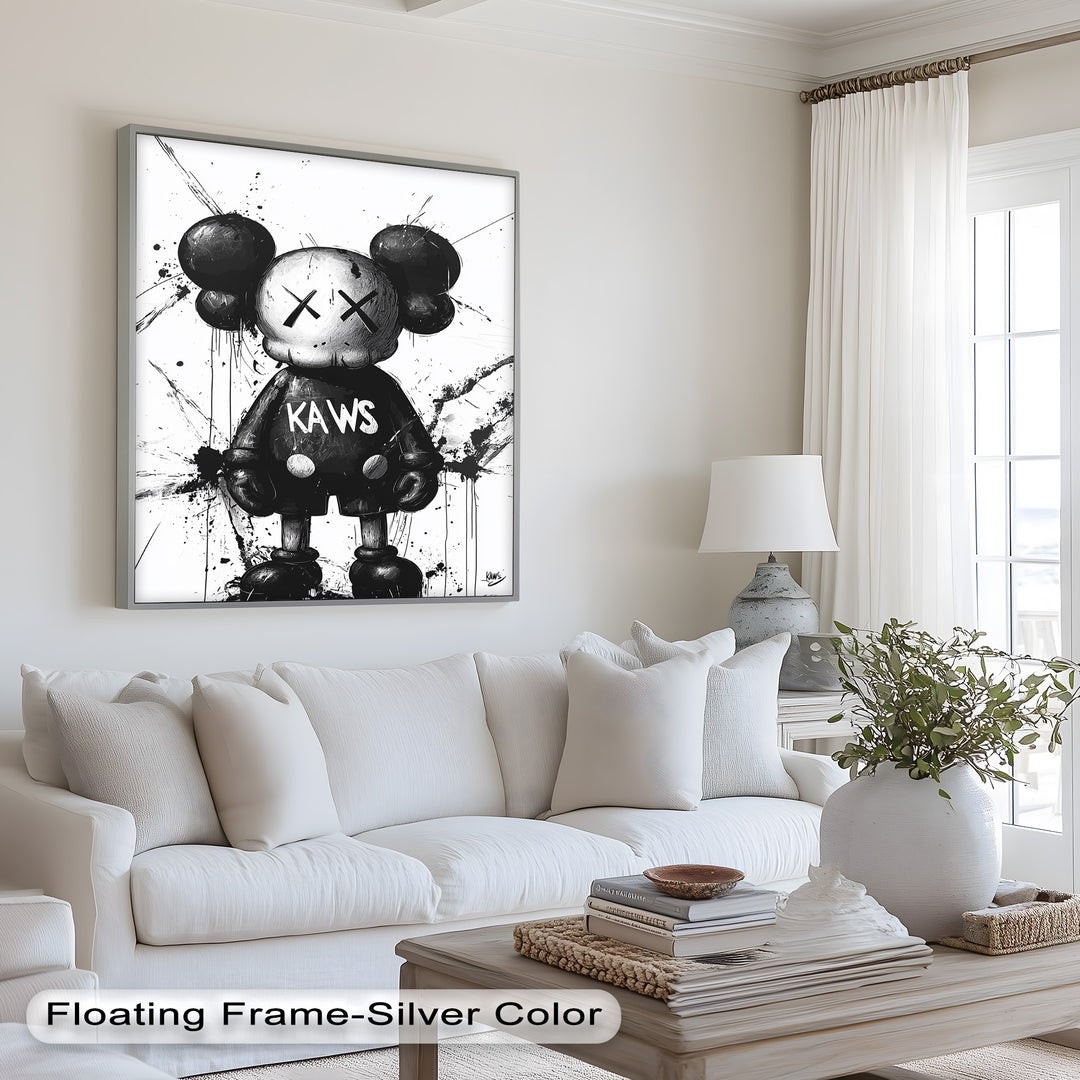 Black & White Figure – KAWS Graffiti Oil Painting