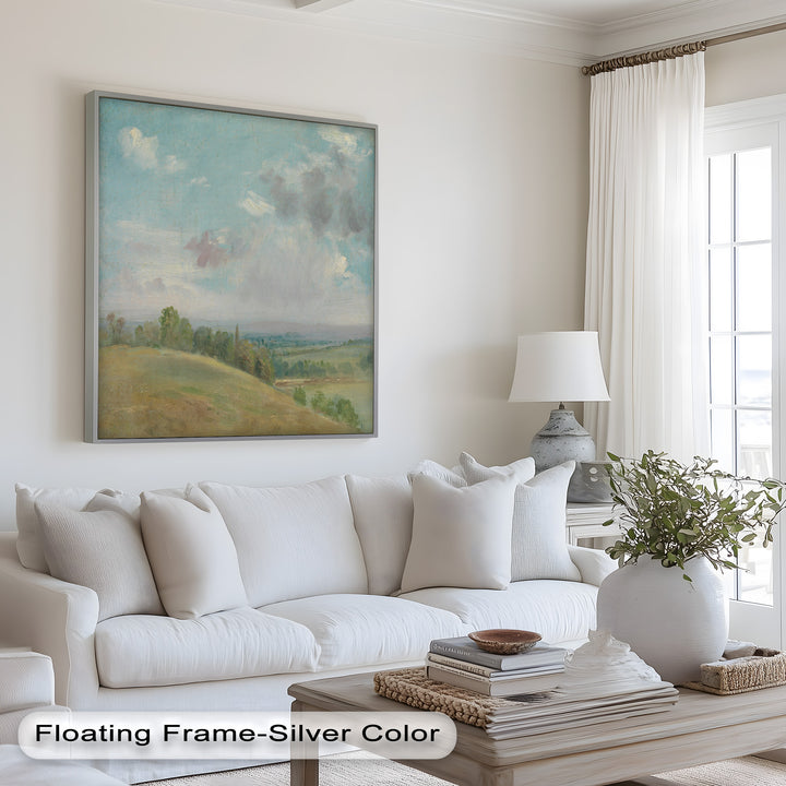 Vintage Landscape Framed Art – Rolling Hills Oil Painting