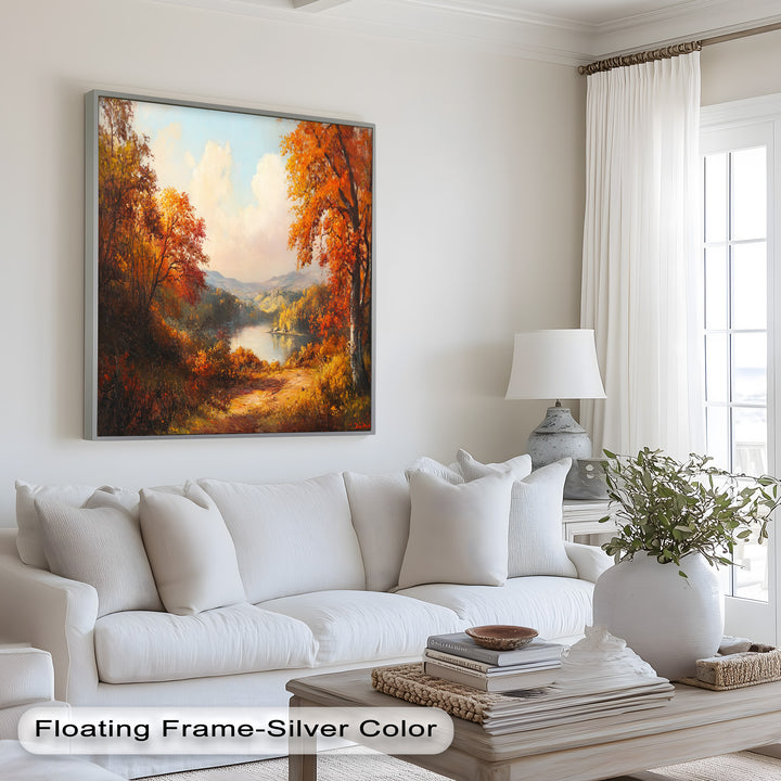 Golden Horizon – Ölgemälde mit herbstlichem Flussblick