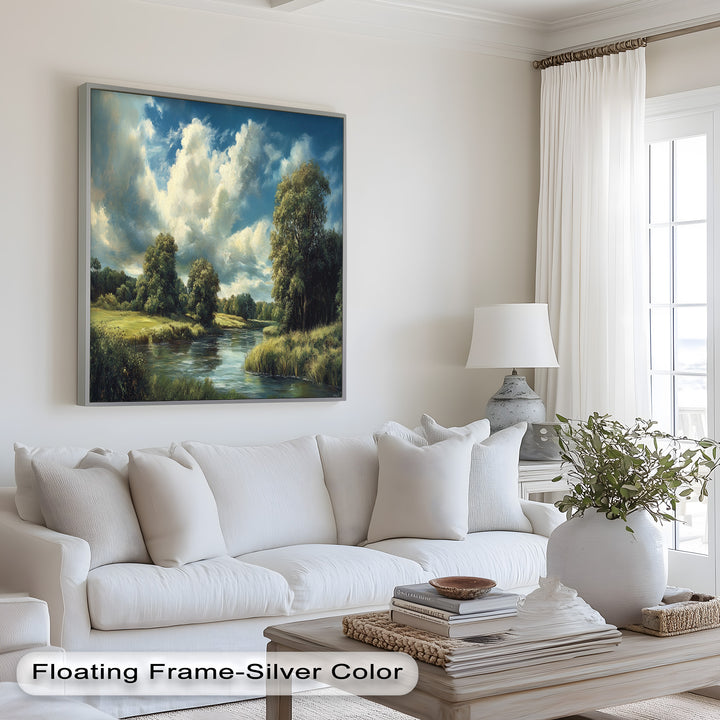 River Landscape Painting – Framed Oil Painting