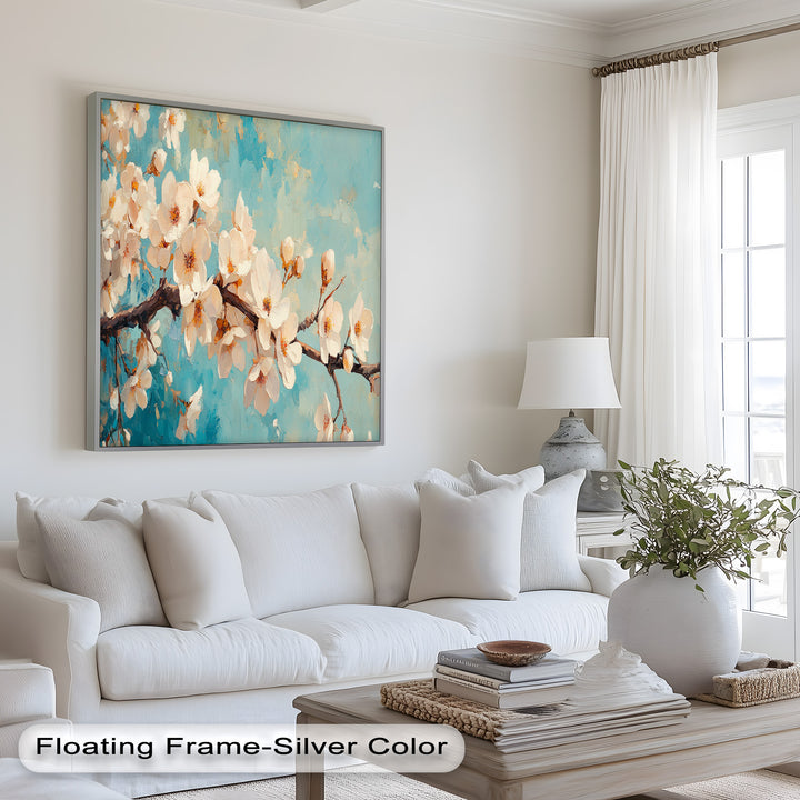 White Cherry Blossoms Wall Art – Floral Oil Painting