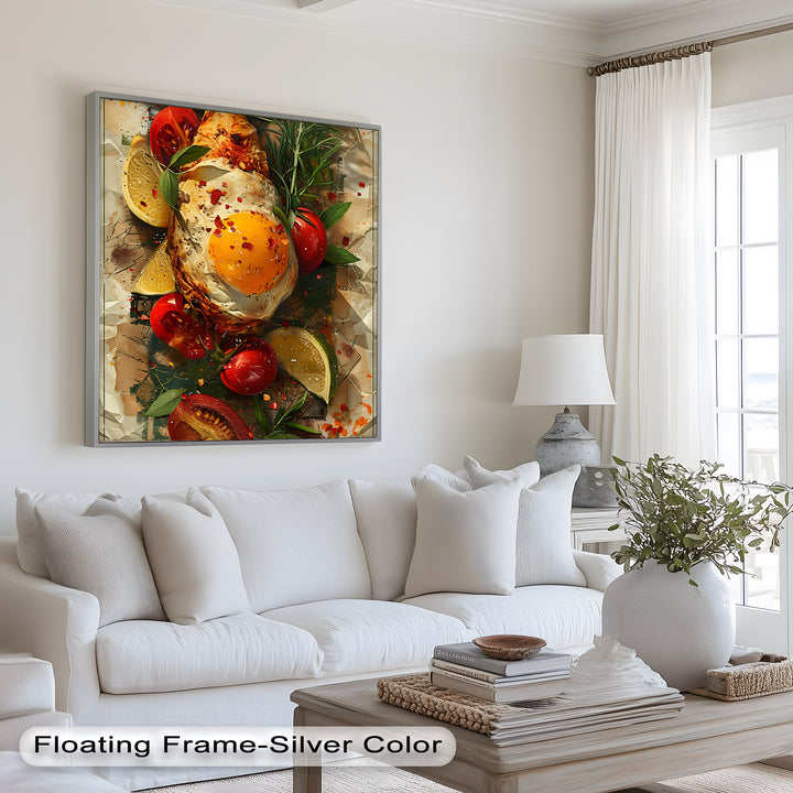 Spiegelei und Brathähnchen mit Kräutern - Food Painting
