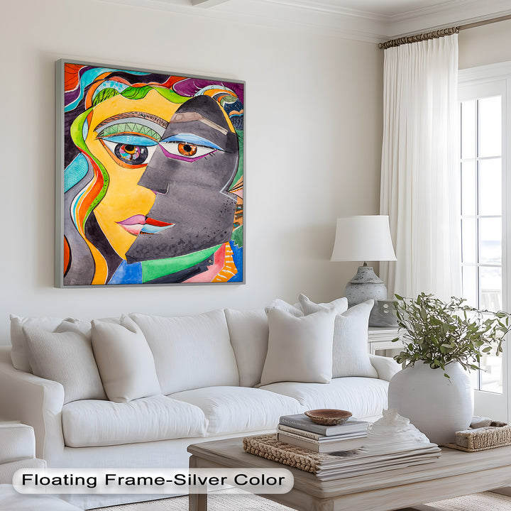 Dual Visions – Vibrant Abstract Faces Picasso Oil Painting