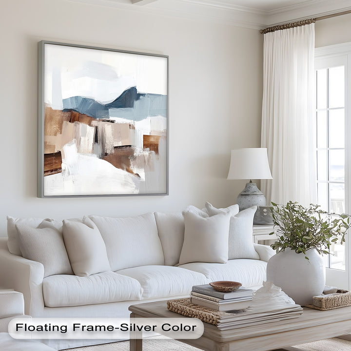 Muted Horizon Layers – Mountain Landscape Abstract Oil Painting