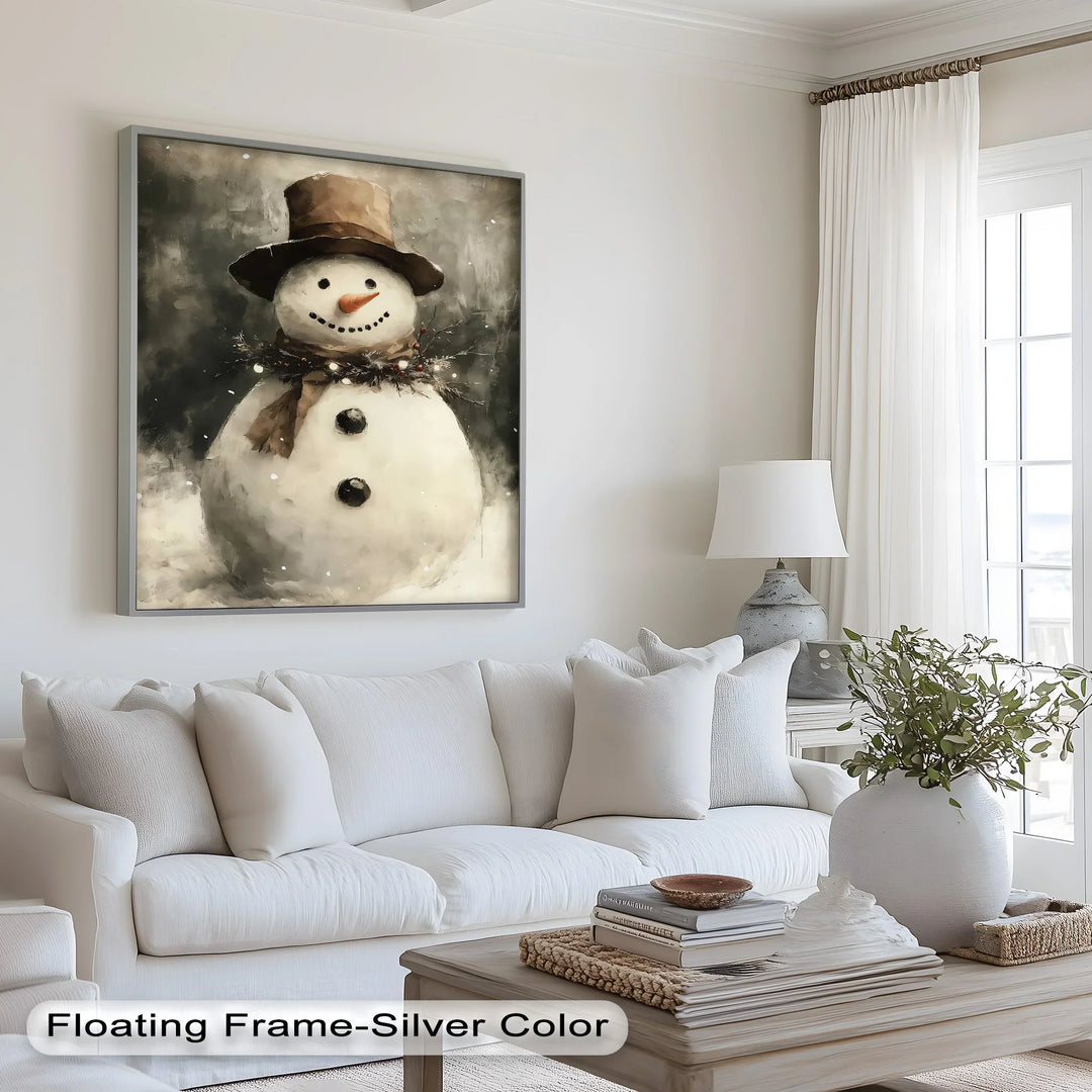 Frosty Cheer – Snowman in Winter Wonderland Oil Painting - MyPhotoStation