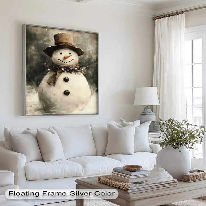Frosty Cheer – Snowman in Winter Wonderland Oil Painting - MyPhotoStation