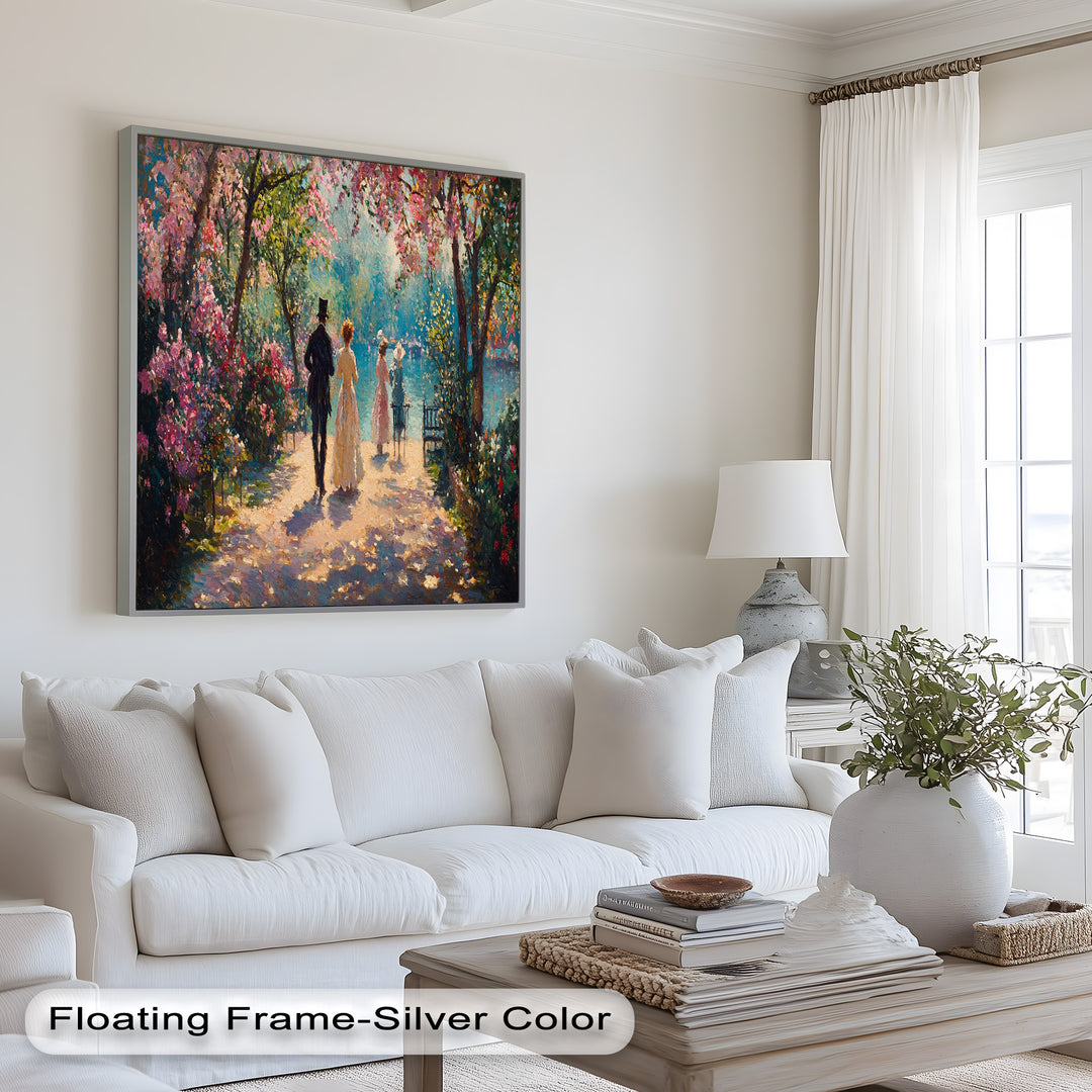 Springtime Promenade – Romantic Garden Path Impressionist Oil Painting