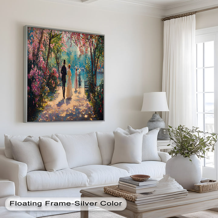 Springtime Promenade – Romantic Garden Path Impressionist Oil Painting