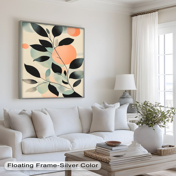 Blush Eclipse – Minimalist Botanical Silhouette Oil Painting