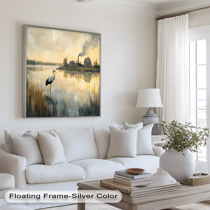 Stork at Dusk – Animal Oil Painting